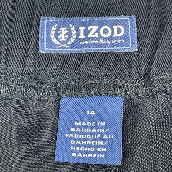 IZOD Womens Sz 14 (36 x 33) Drawstring Pants Black Pockets Straight Leg Casual - Picture 5 of 7